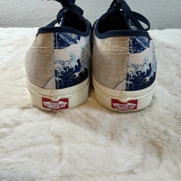 Vans Authentic Customs Great Wave Navy Blue Canvas Skate Shoes Mens 13 - Picture 4 of 10